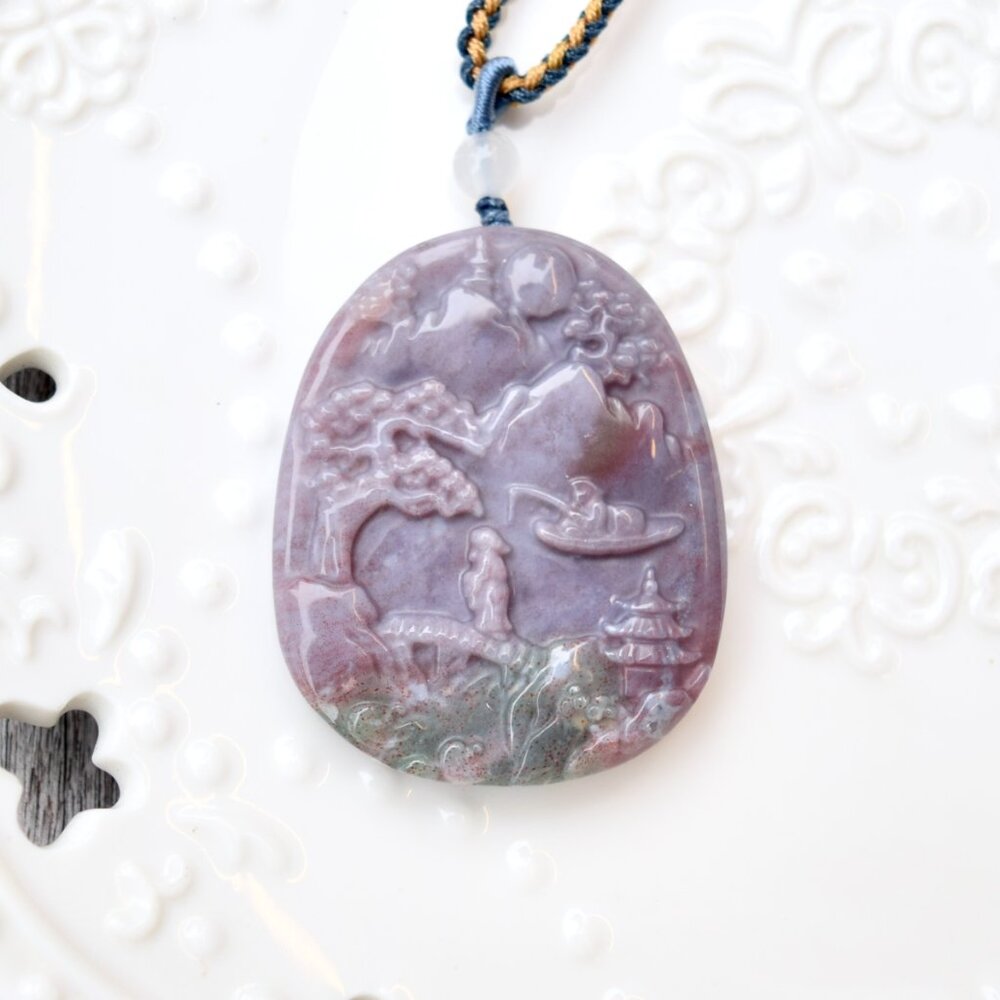 Landscape Rope Necklace - Purple Ocean Agate
